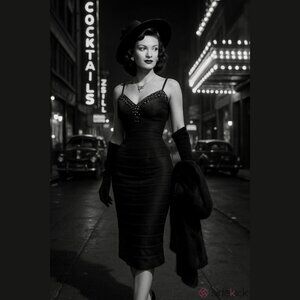 Oleg Cassini Black Beaded Bodycon layered dress size 4